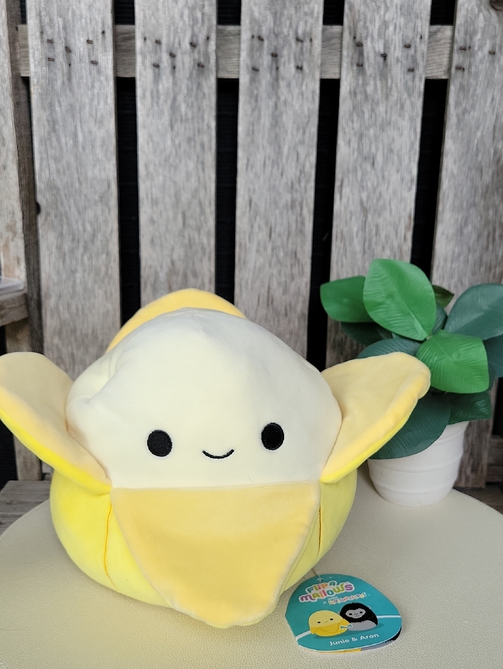 Squishmallows Yellow & Cream Banana Flip Plush Junie